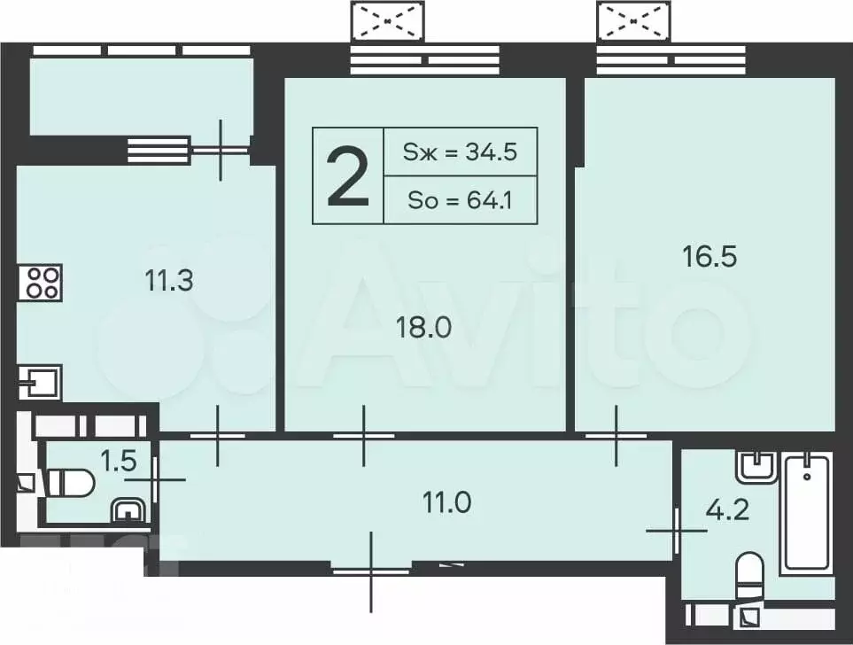 Аукцион: 2-к. квартира, 64,1 м, 11/13 эт. - Фото 0