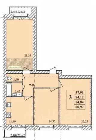 3-к кв. Ярославская область, Ярославль Тверицкая наб., 54Ак2 (85.0 м) - Фото 2
