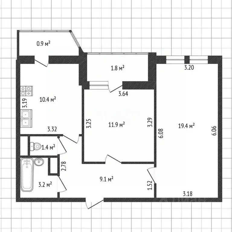 2-к кв. Санкт-Петербург Заставская ул., 46к1 (55.4 м) - Фото 2