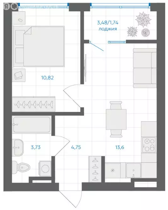 1-комнатная квартира: Челябинский городской округ, посёлок Пригородный ... - Фото 1