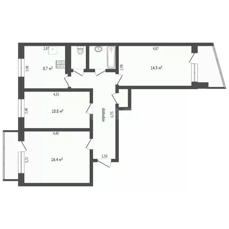3-к кв. Коми, Сыктывкар ул. Малышева, 4 (65.8 м) - Фото 2
