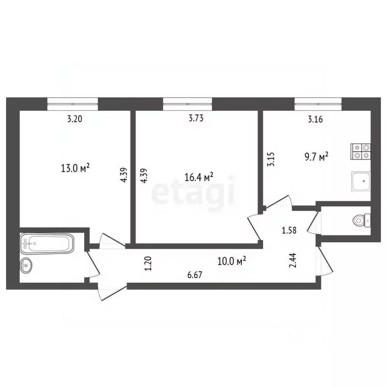 2-к кв. Коми, Печора г. Печора муниципальное образование, Школьная ... - Фото 1
