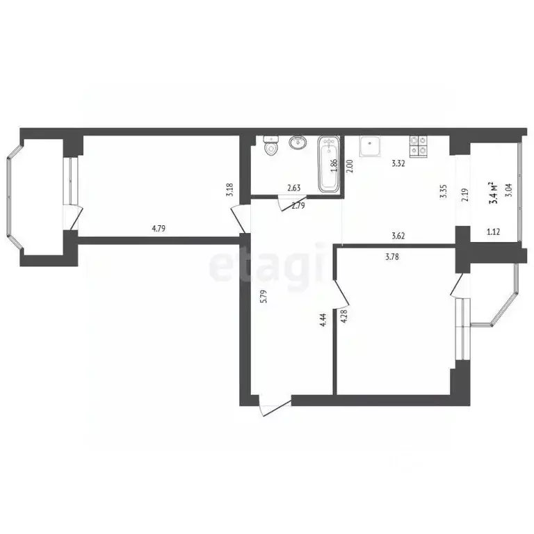 2-к кв. Тюменская область, Тюмень ул. Московский Тракт, 88 (66.6 м) - Фото 1