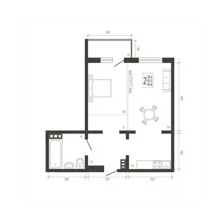 2-к кв. Иркутская область, Иркутск Сарафановская ул. (45.8 м) - Фото 0