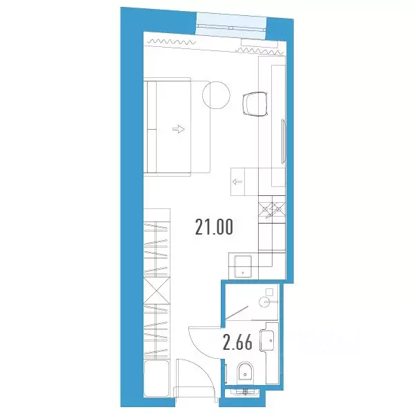 Студия Санкт-Петербург пл. Конституции, 3 (23.66 м) - Фото 0