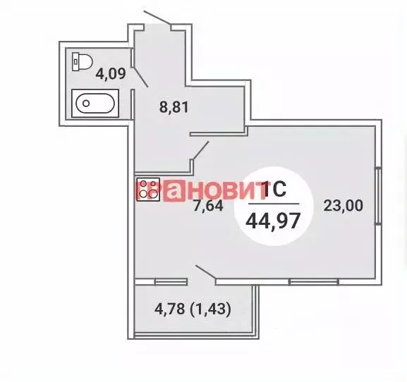 1-к кв. Новосибирская область, Новосибирск Северо-Чемской жилмассив, ... - Фото 1