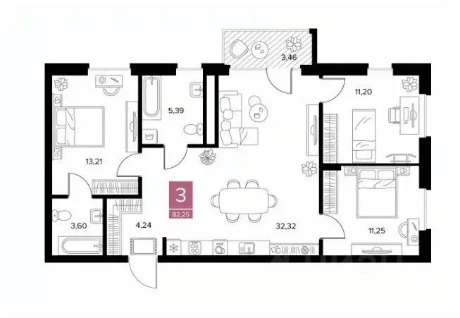 3-к кв. Рязанская область, Рязанский район, Тюшевское с/пос, д. Хирино ... - Фото 0
