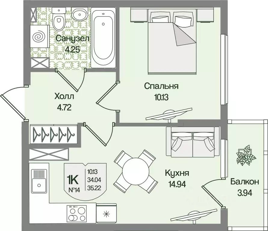 1-к кв. Ленинградская область, Всеволожский район, Бугровское ... - Фото 1