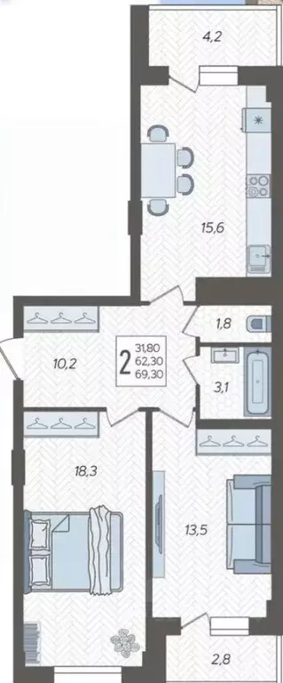 2-к кв. Краснодарский край, Краснодар Новознаменский жилрайон, ул. ... - Фото 1