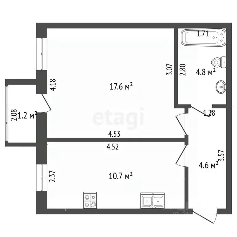1-к кв. Калининградская область, Калининград Артиллерийская ул., 58 ... - Фото 2