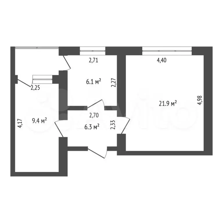 3-к. квартира, 43,7 м, 9/9 эт. - Фото 0
