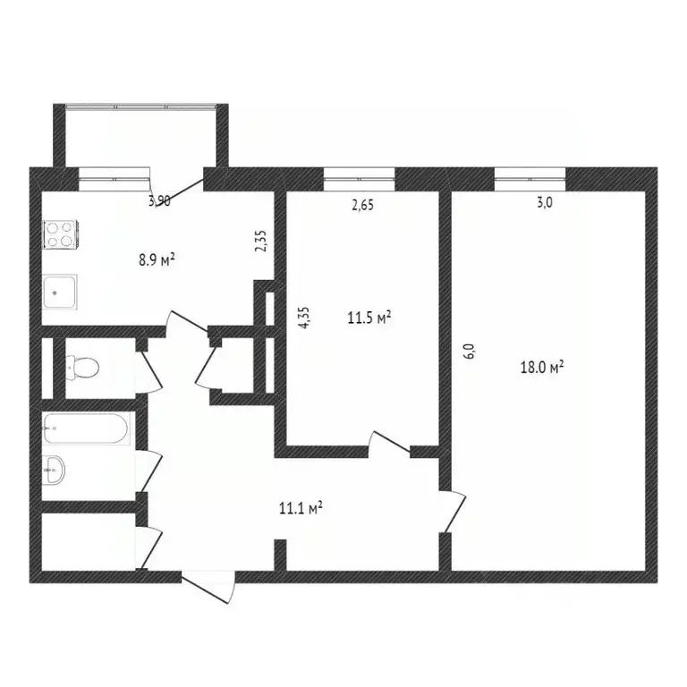2-к кв. Ямало-Ненецкий АО, Новый Уренгой Советский мкр, 3/1 (56.3 м) - Фото 1