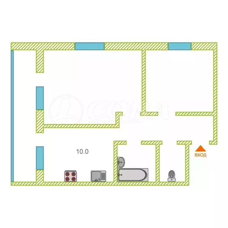 2-комнатная квартира: Ялуторовск, улица Ватутина, 19 (42 м) - Фото 2