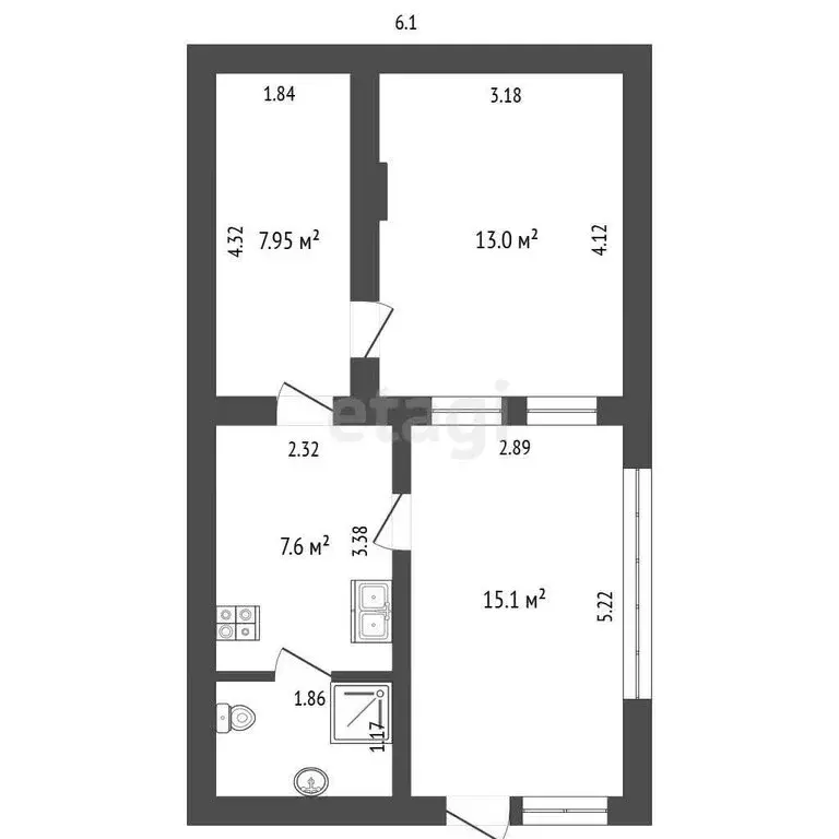 Дом в Пятигорск, улица Крайнего (46.4 м) - Фото 1