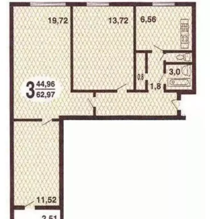 3-к кв. Москва ул. Ляпидевского, 4 (63.0 м) - Фото 2