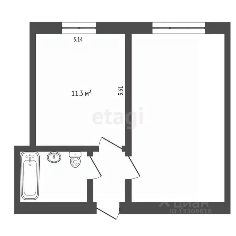 Комната Омская область, Омск Радуга мкр, ул. 11-я Чередовая, 5А (11.1 ... - Фото 1