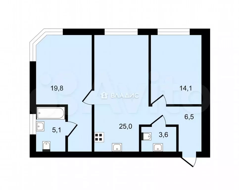 2-к. квартира, 74 м, 7/33 эт. - Фото 0