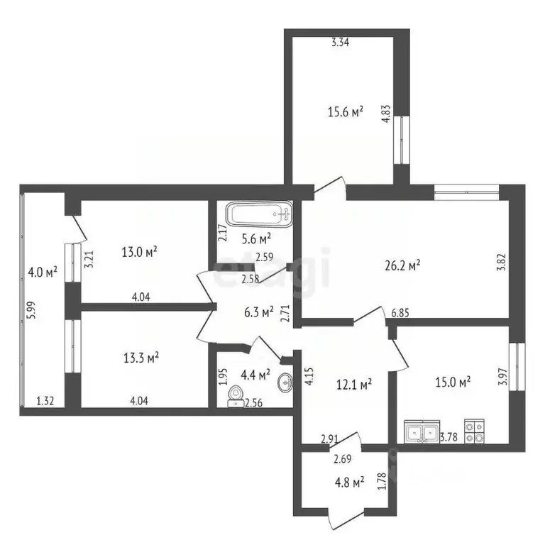 4-к кв. Псковская область, Псков Первомайская ул., 24 (116.3 м) - Фото 1