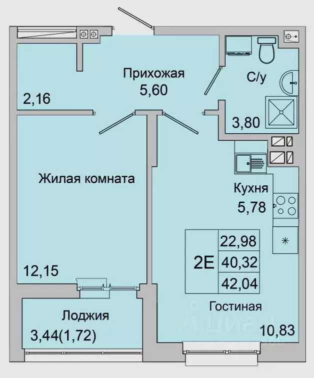2-к кв. Ростовская область, Батайск ул. Булгакова, 11 (42.04 м) - Фото 1