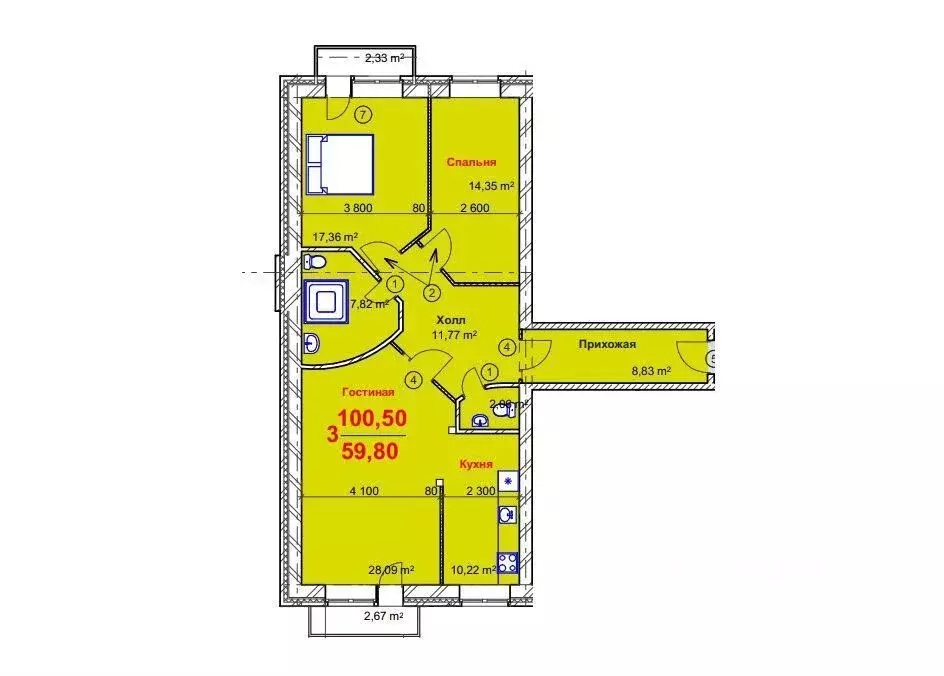 3-к кв. Ульяновская область, Ульяновск ул. Энгельса, 18 (102.0 м) - Фото 1