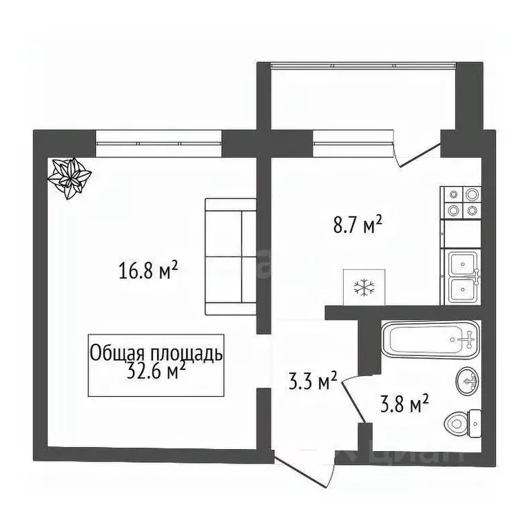 1-к кв. Новосибирская область, Новосибирск ул. Ключ-Камышенское плато, ... - Фото 2