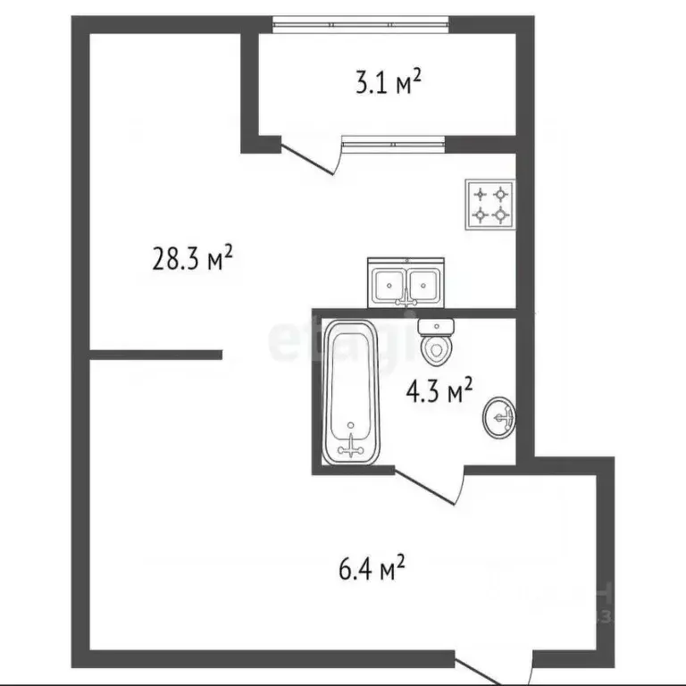 1-к кв. Санкт-Петербург Кременчугская ул., 11к2 (39.0 м) - Фото 1