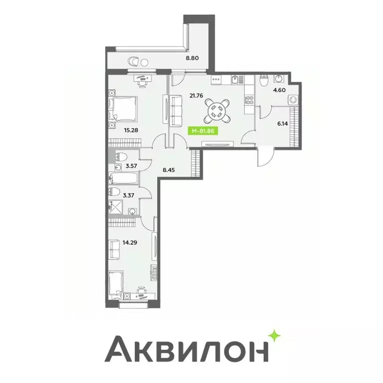 3-к кв. Санкт-Петербург ул. Среднерогатская, 11к2 (81.86 м) - Фото 1