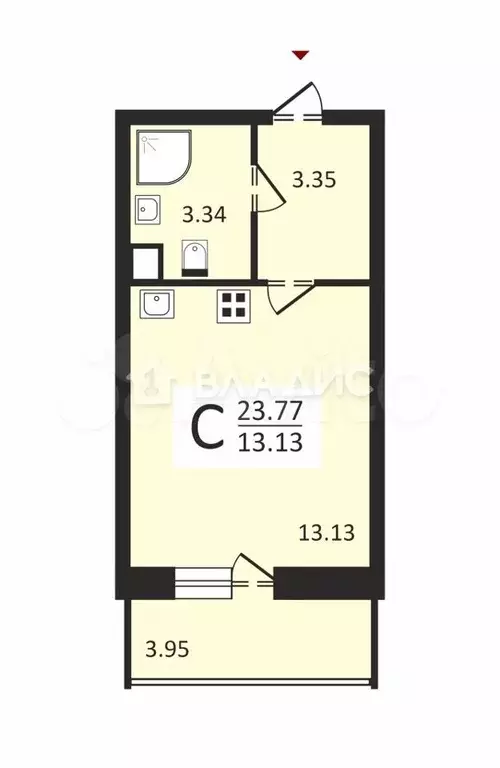 Квартира-студия, 19,8 м, 2/13 эт. - Фото 0