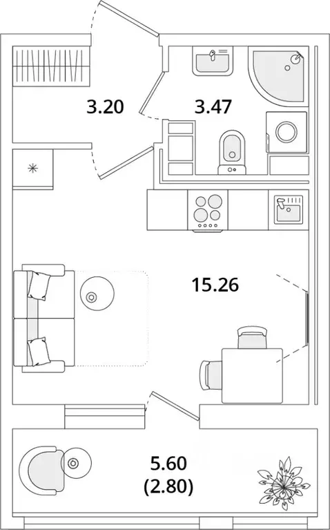 Студия Санкт-Петербург Кубинская ул., 82к3с1 (24.9 м) - Фото 0