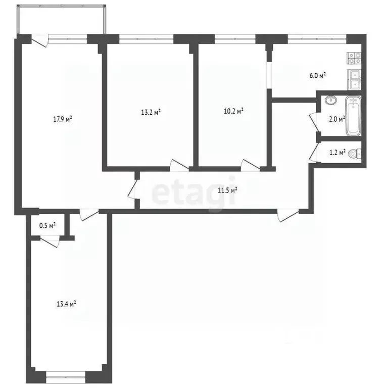 4-к кв. Архангельская область, Архангельск ул. В.И. Воронина, 33 (76.6 ... - Фото 2