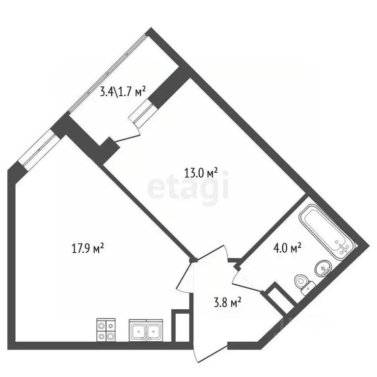 1-к кв. Ленинградская область, Всеволожский район, пос. Бугры бул. ... - Фото 1