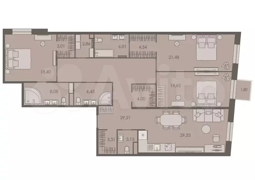 3-к. квартира, 161 м, 5/8 эт. - Фото 0