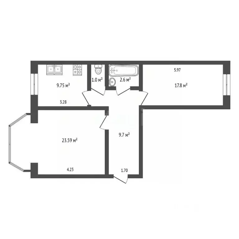 2-к кв. Ямало-Ненецкий АО, Новый Уренгой 2-й мкр, ул. ... - Фото 2