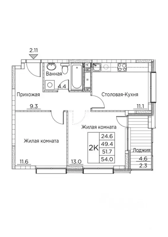 2-к кв. Приморский край, Владивосток ул. Расула Гамзатова, 7к2 (54.0 ... - Фото 0