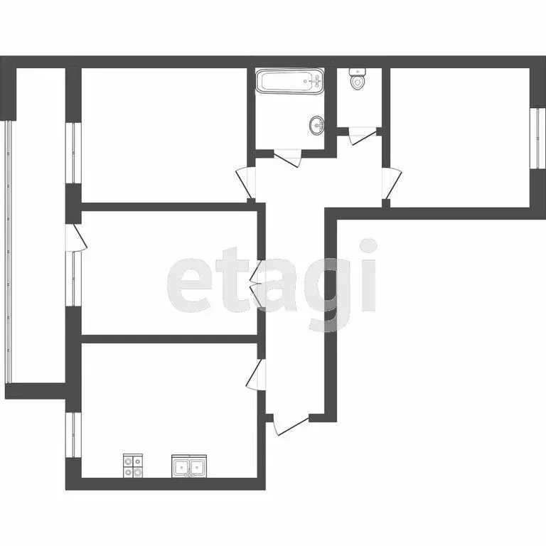 3-комнатная квартира: Тюмень, улица Станислава Карнацевича, 12 (75.2 ... - Фото 1