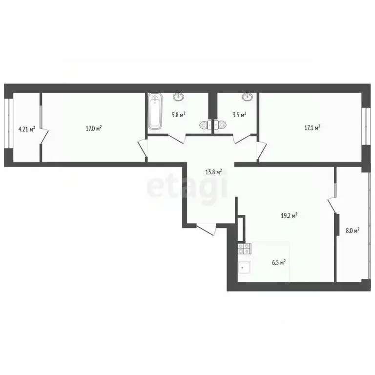 2-к кв. Тюменская область, Тюмень ул. Евгения Войнова, 7 (95.6 м) - Фото 2
