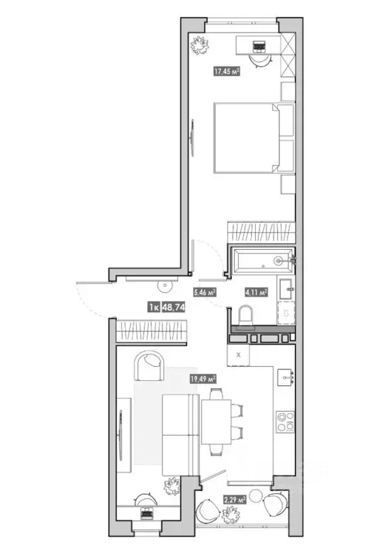 1-к кв. Приморский край, Артем  (48.74 м) - Фото 1