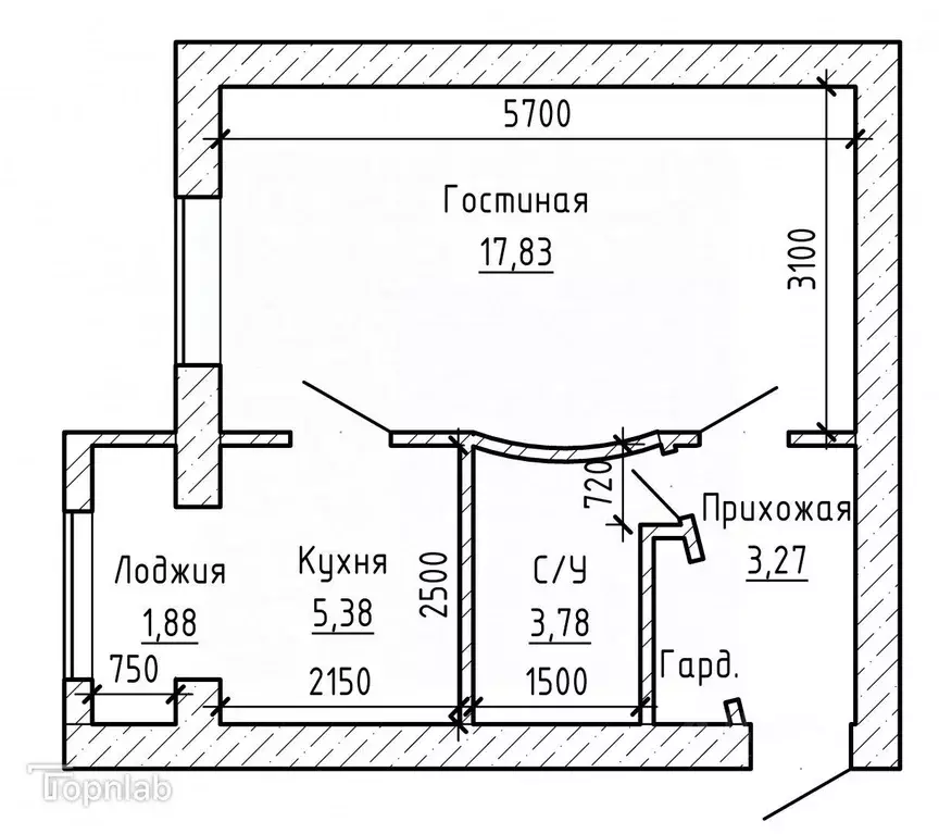 1-к кв. Кабардино-Балкария, Нальчик ул. Кирова (30.1 м) - Фото 1