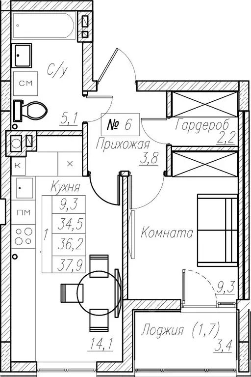 1-к кв. Калининградская область, Пионерский  (36.2 м) - Фото 1