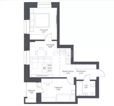 Продаётся 3-к квартира, 58.21 м - Фото 0