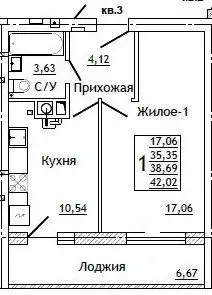 1-к кв. Смоленская область, Смоленск ул. Крупской (42.02 м) - Фото 0