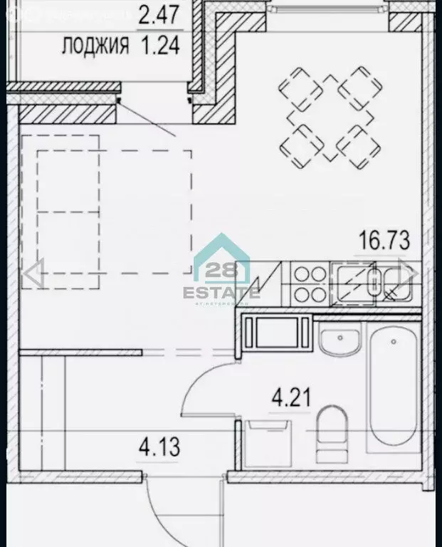 Квартира-студия: Санкт-Петербург, проспект Энгельса, 29 (26.3 м) - Фото 1