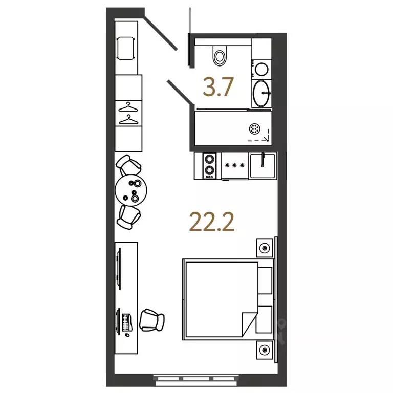 Студия Санкт-Петербург Ташкентская ул., 6к2 (25.9 м) - Фото 0