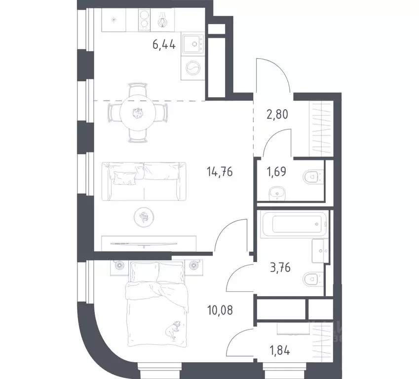 1-к кв. Москва Квартал на воде жилой комплекс, к5 (41.37 м) - Фото 1