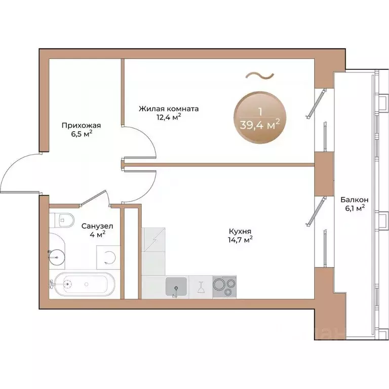 1-к кв. Красноярский край, Красноярск ул. Партизана Железняка (39.4 м) - Фото 2