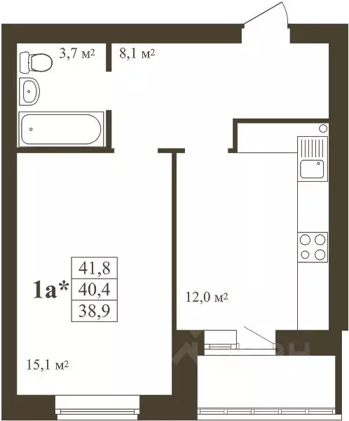 1-к кв. Тамбовская область, Тамбов Телецентр мкр,  (41.8 м) - Фото 0