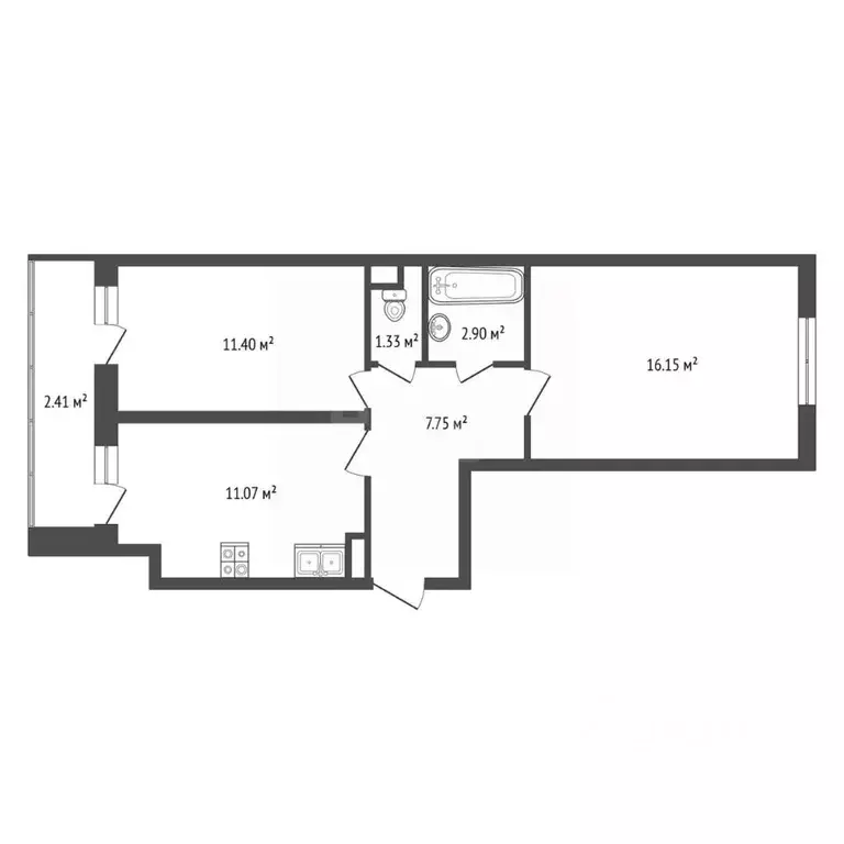 2-к кв. Ярославская область, Ярославль Яковлевская ул., 26/33 (53.01 ... - Фото 2