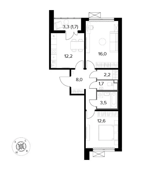 2-комнатная квартира: Москва, Ленинградское шоссе, 228к5 (56.4 м) - Фото 0