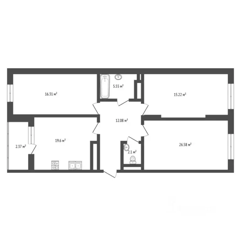 3-к кв. Тюменская область, Тюмень ул. 50 лет Октября, 4 (99.0 м) - Фото 2