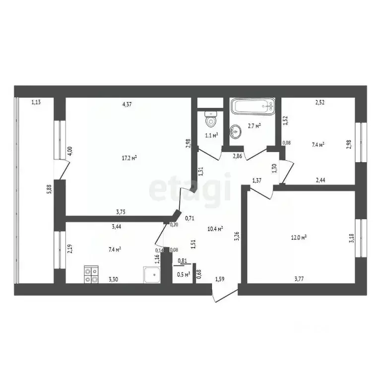 3-к кв. Амурская область, Благовещенский район, с. Марково Амурская ... - Фото 2